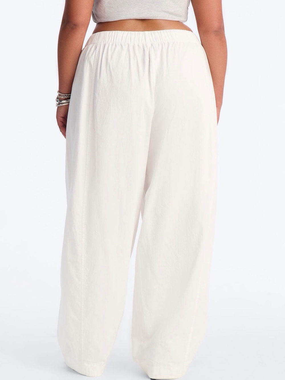 Wide Leg Low Rise Drawstring Cream Pants 32” - Picture 3 of 4